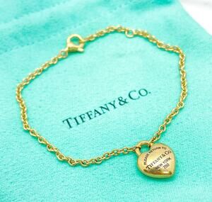 Tiffany & Co. Return to Tiffany 18K Yellow Gold Full Heart Bracelet 6.75"